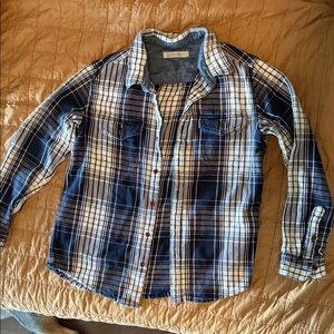 Outerknown Men’s Blanket Shirt. Blue and White Checkered thick button down.